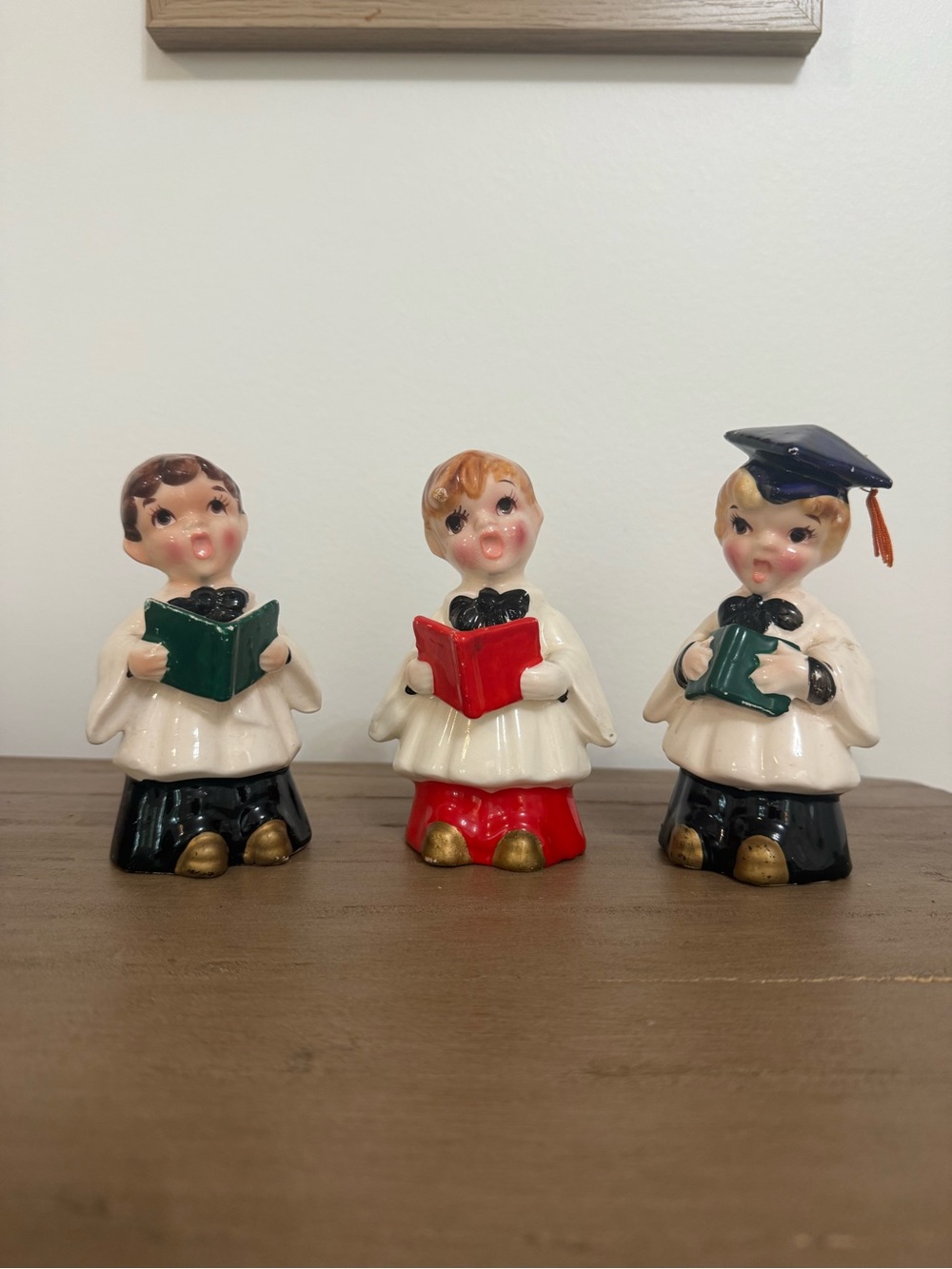 Set of 3 Kreiss Vintage 1955 Christmas Choir Boys with Caps Figurines